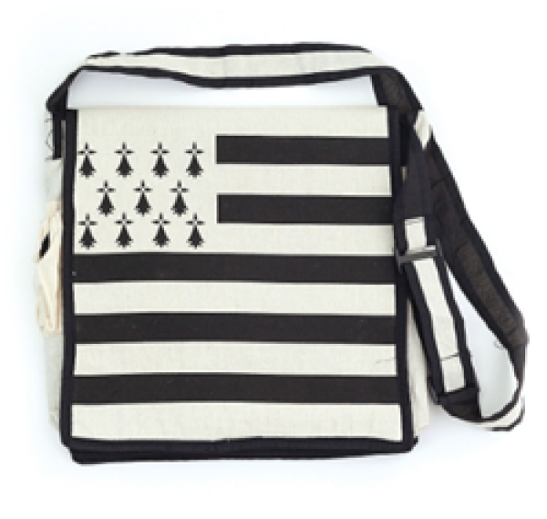 Schwarze Umhängetasche Gwenn ha Du auf Tisch liegend